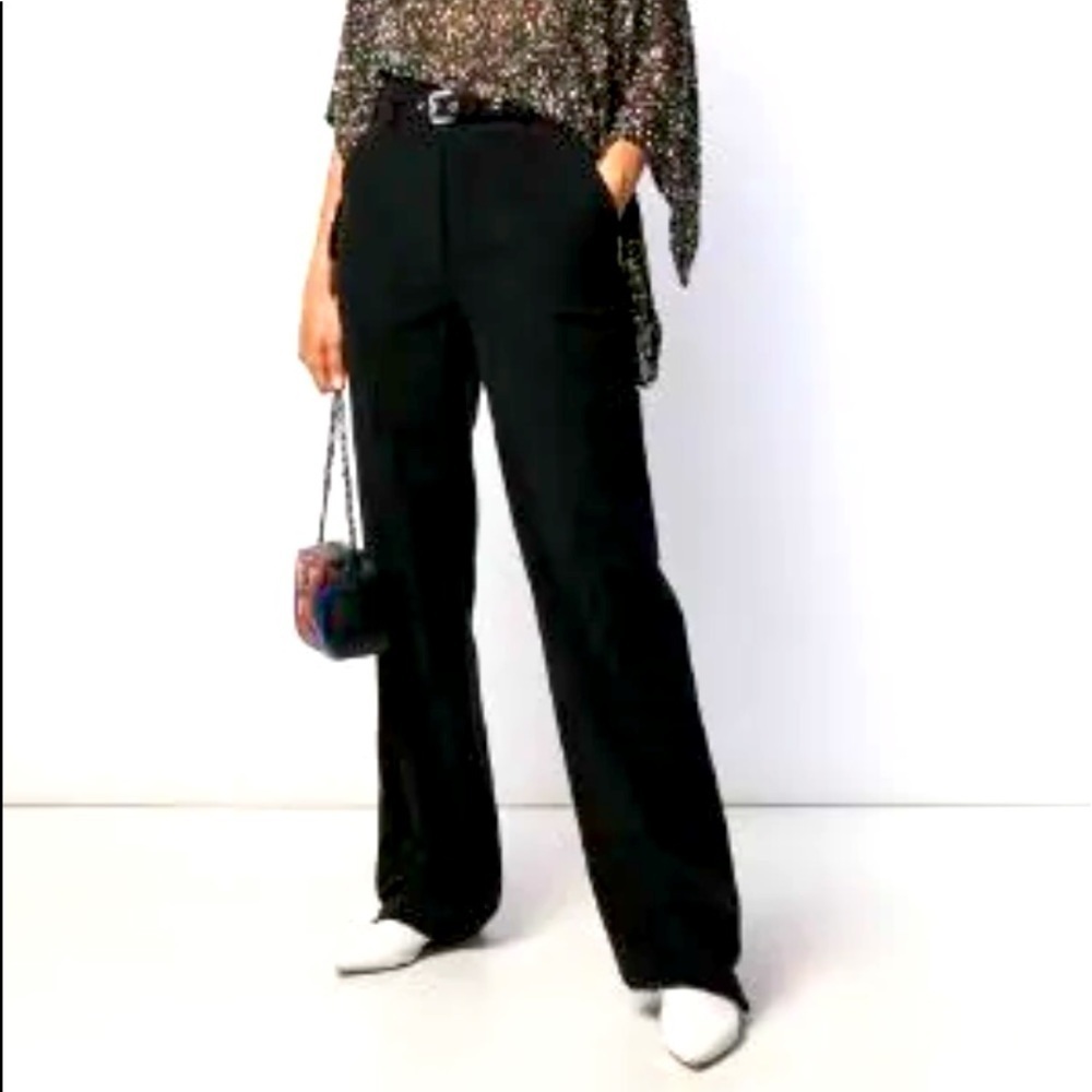 SONIA RYKIEL Black dress evening Wide Leg pant France acetate Viscose Rayon